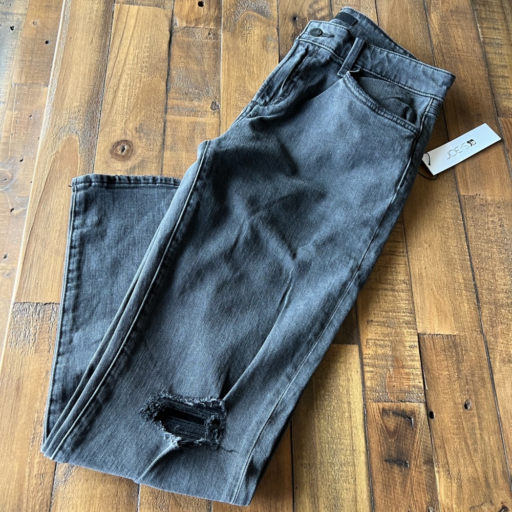 Joe's Jeans Black Distressed Straight-Leg Jeans